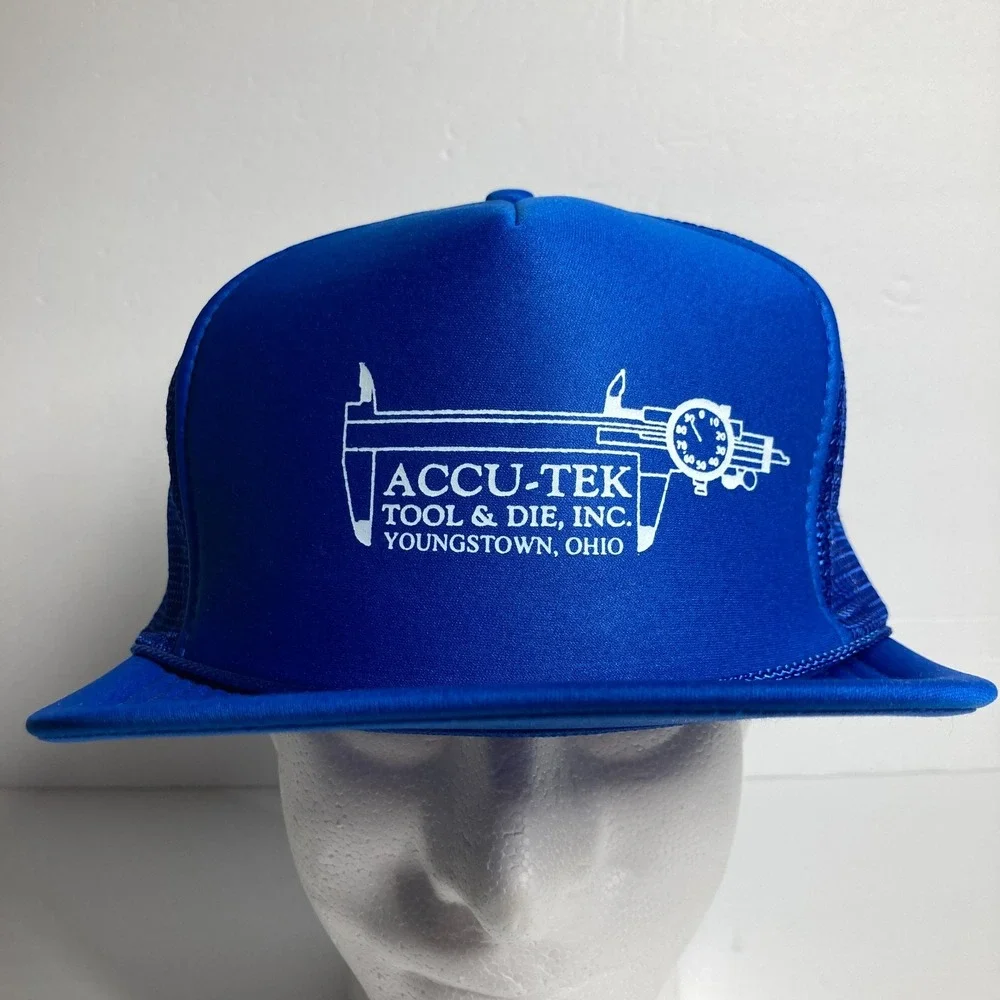 Accu-Tek Tool & Die Trucker Cap Hat Adult Blue Snapback Youngstown‎ Ohio